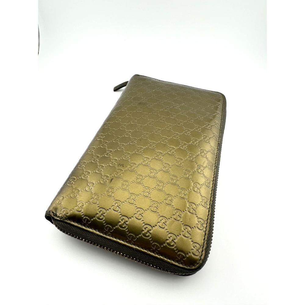 100% Authentic Gucci GG Monogram Gold Leather Zip-Around Wallet – GOOD Condition - Picture 2 of 12